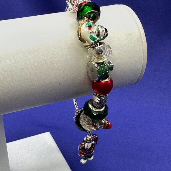 Pandora-Style Christmas Theme Charm Bracelet 14 Beads including 4 .925 Beads - Picture 8 of 15